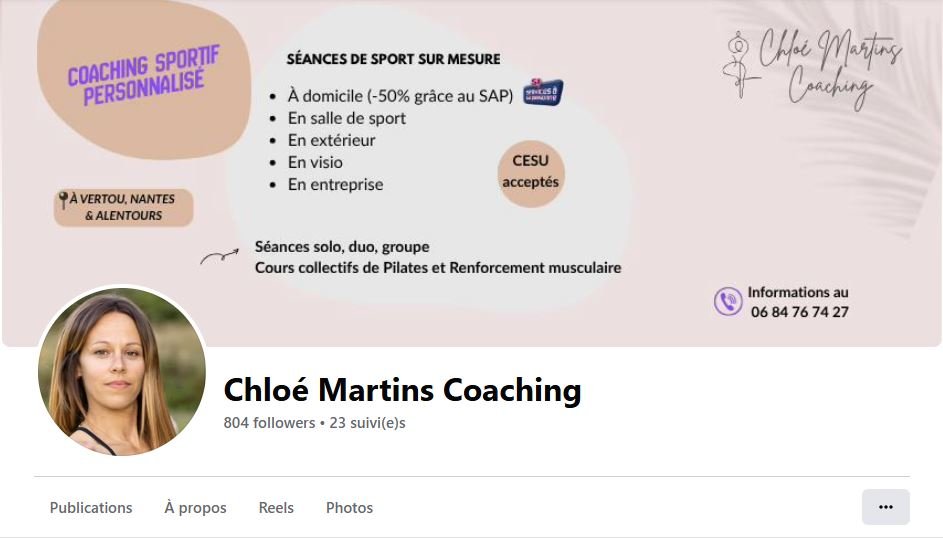 Profil Facebook - Chloé Martins Coaching